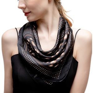 🎉AVAILABLE  Silk Satin Black Leopard Print Scarf